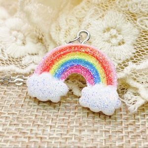 Puffy rainbow cloud necklace